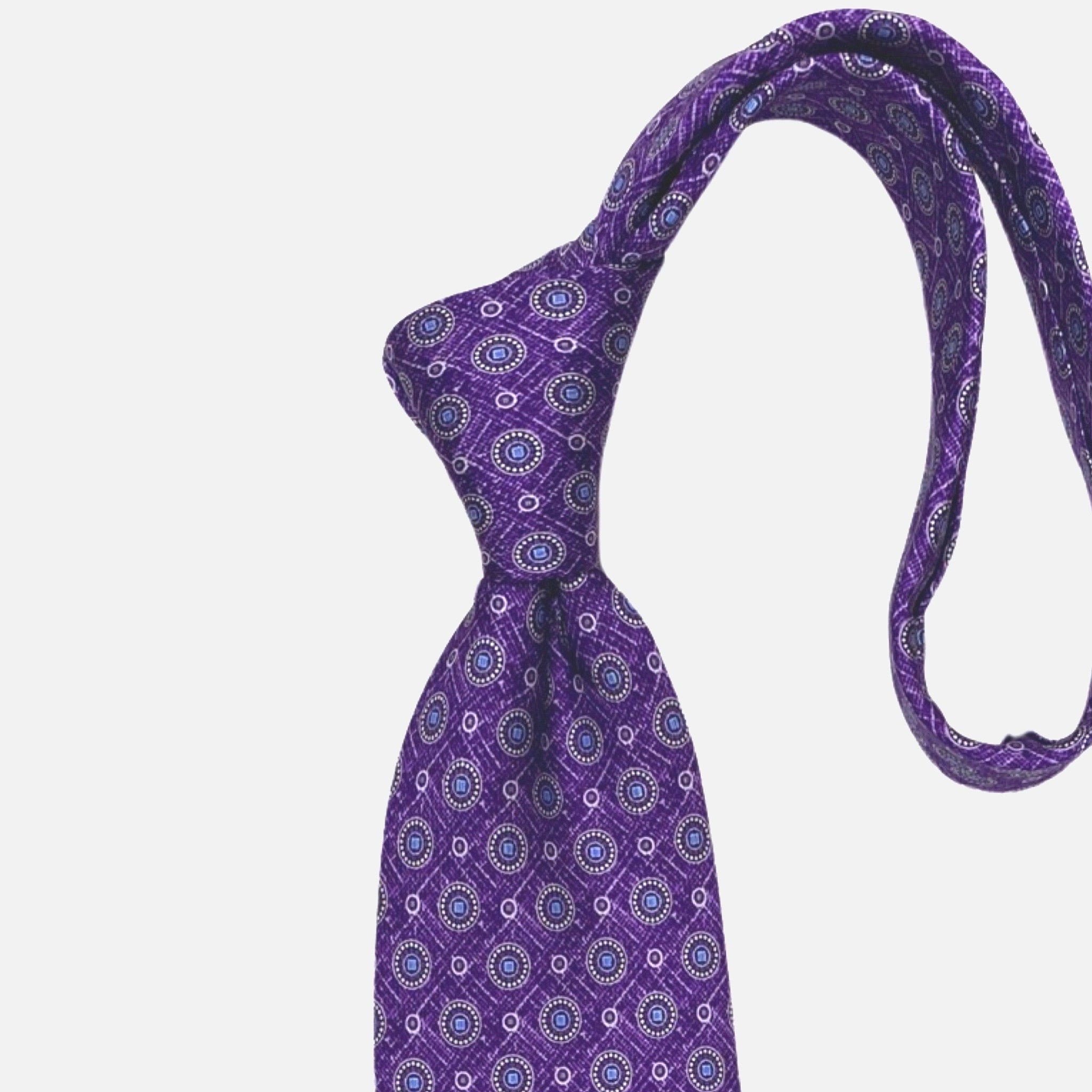 JZ Richards Purple Silk Tie - Elegance Enhanced with Blue and Silver Accents - Handmade in the USA