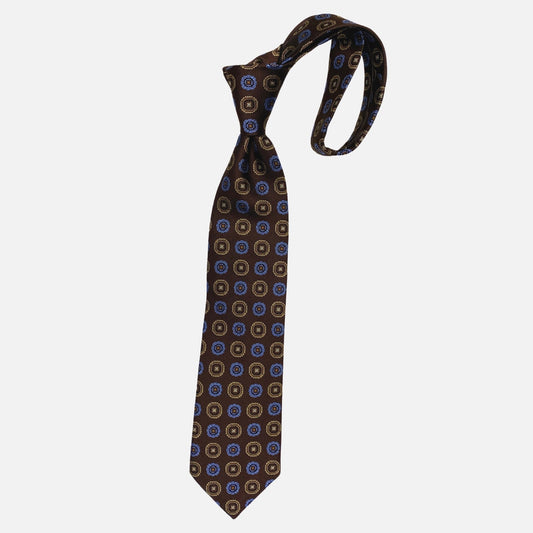 100% silk medallion brown tie | Made in USA