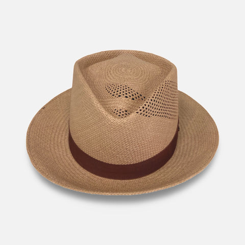 Narrow Brim Hurtle Diamond Crown Genuine Panama Fedora - Made in USA with Toquilla Palm Straw