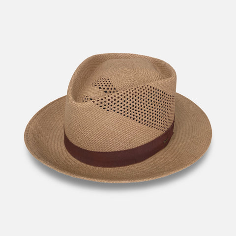 Narrow Brim Hurtle Diamond Crown Genuine Panama Fedora - Made in USA with Toquilla Palm Straw