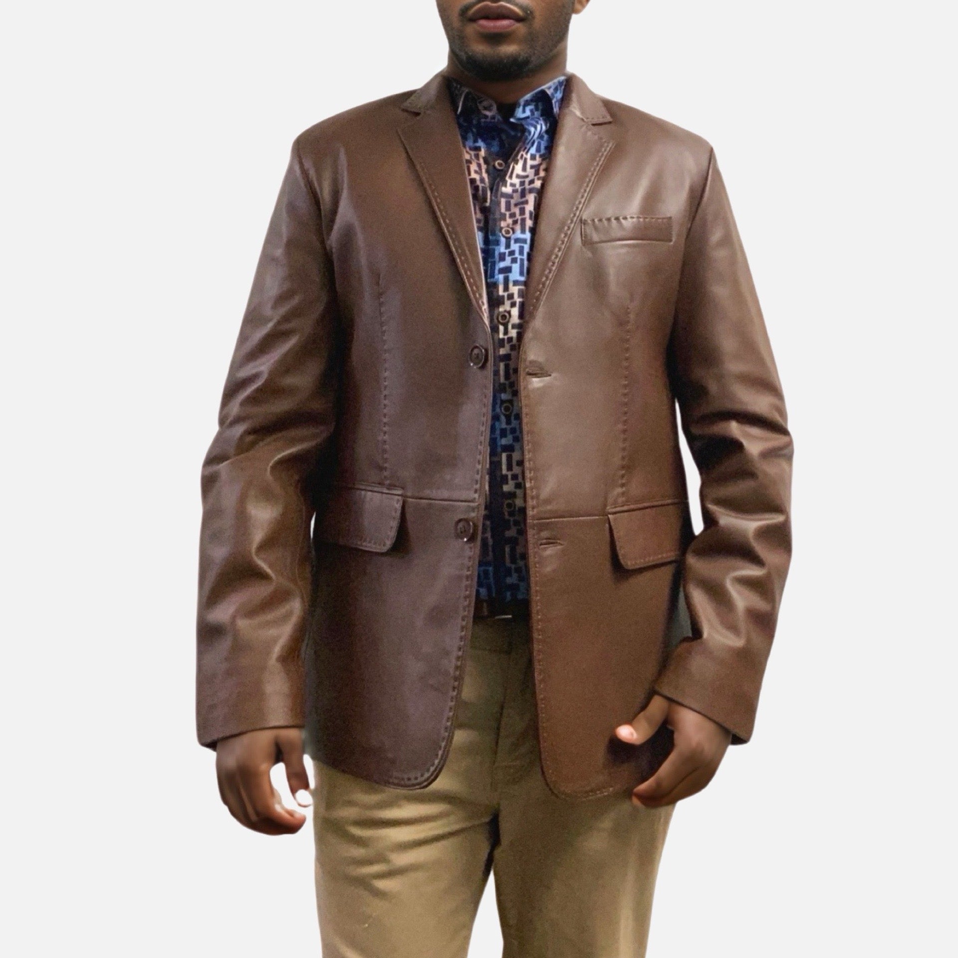 Mens Brown Lambskin leather blazer