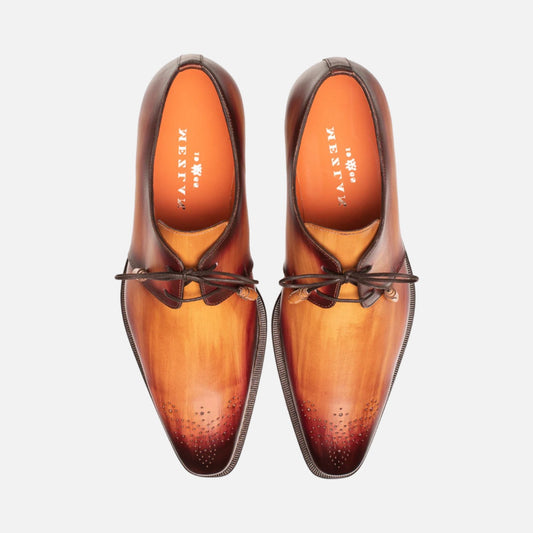 Mezlan hand painted tan cognac shoe