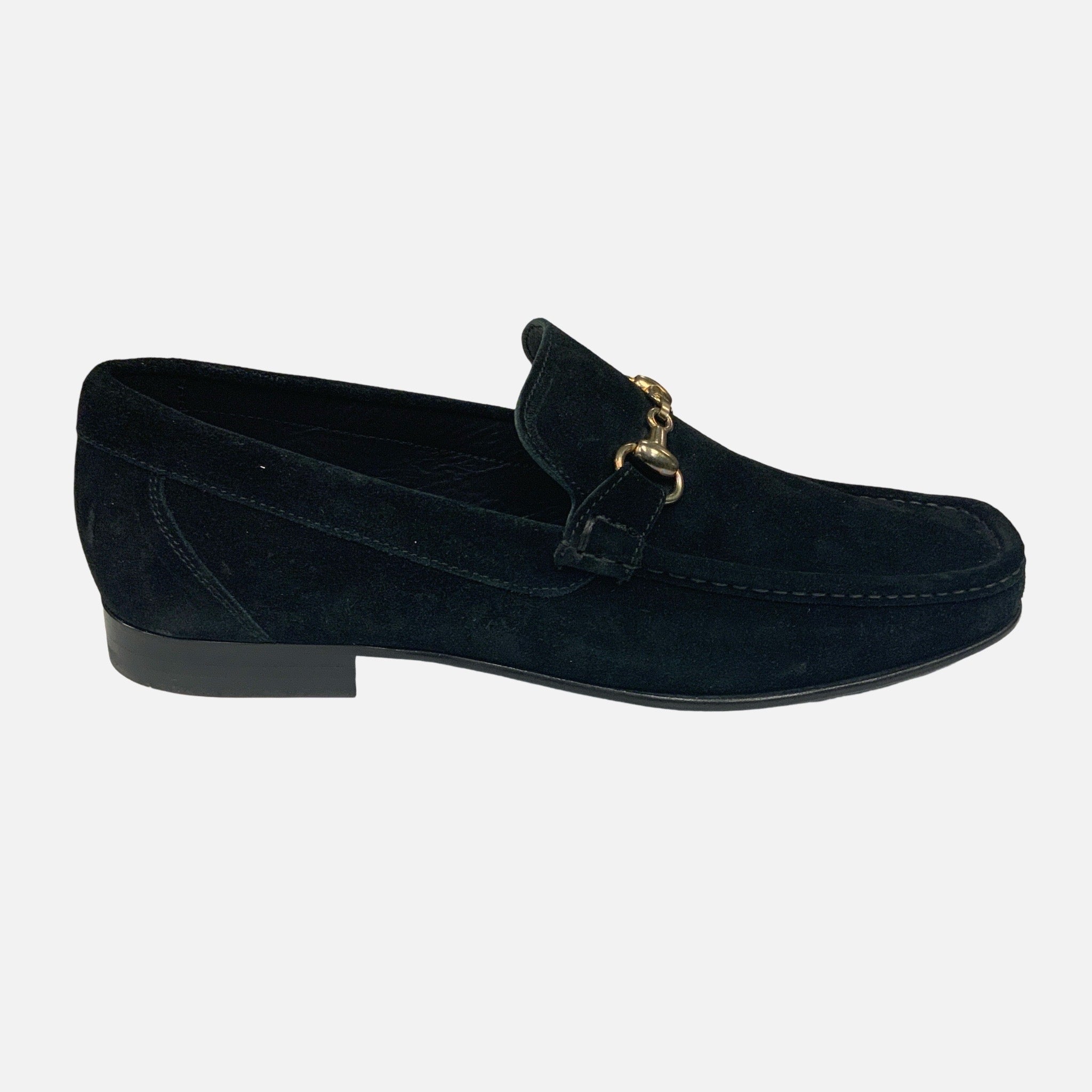 Italian black suede bit loafer