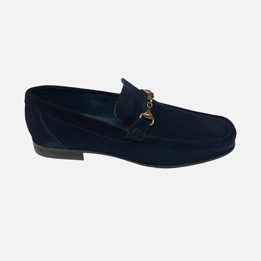 Blue Italian Bit loafer suede mens