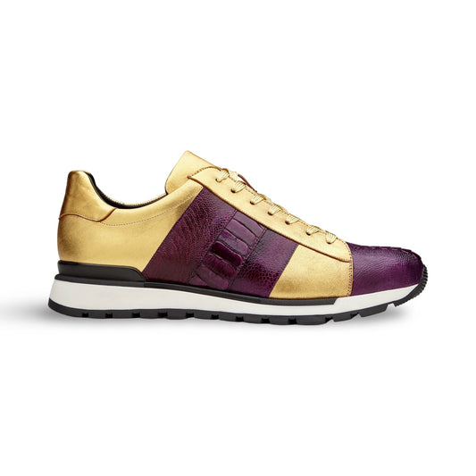 Mens Belvedere Ostrich Sneakers Purple/gold - Blacke