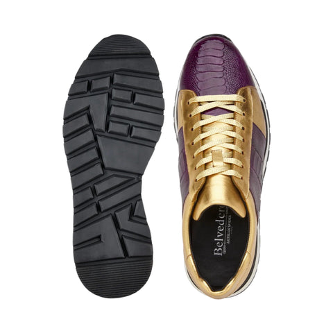 Mens Belvedere Ostrich Sneakers Purple/gold - Blacke