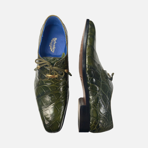 Men’s Belvedere Olive Green Genuine Alligator Shoe