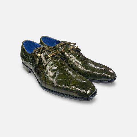 Men’s Belvedere Olive Green Genuine Alligator Shoe