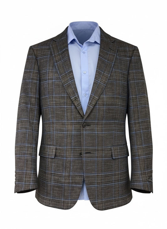 Jean Paul Germain Men’s Brown Plaid Textured Blazer