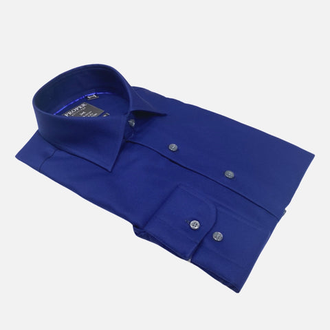Men's Wrinkle-Free Blue Dress Shirt - Contemporary Fit | 100 2 Ply