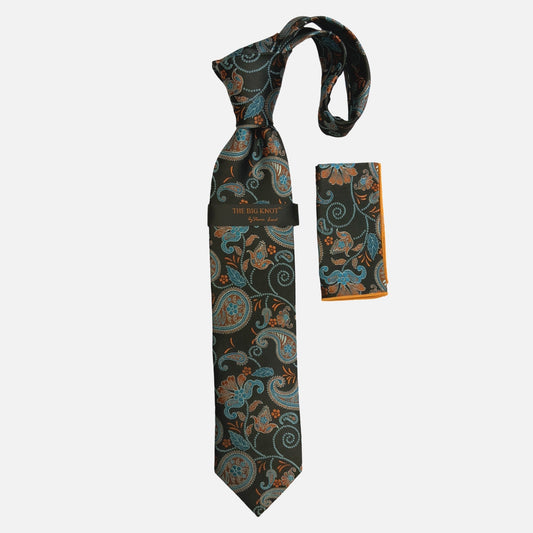 BW316 Black Steven Land Silk Tie and Hanky