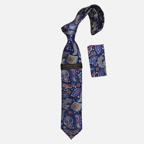 BW304 Navy Steven Land Silk Tie and Hanky