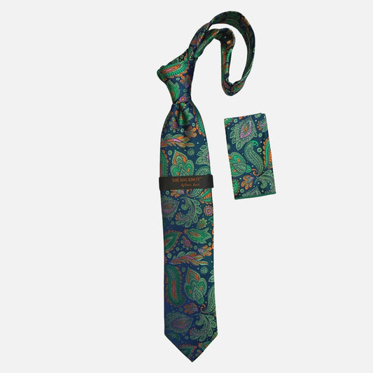 BW304 Teal Steven Land Silk Tie and Hanky