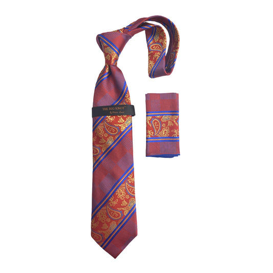 BW312 Red Steven Silk tie and Hanky set