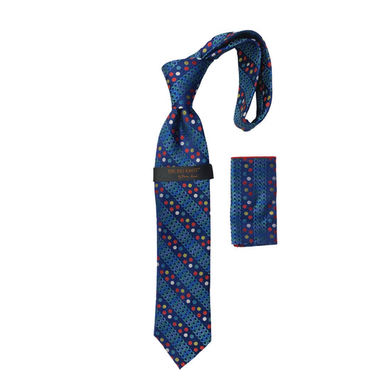 BW305 Navy Silk Steven Land  Big Knot Tie and Hanky