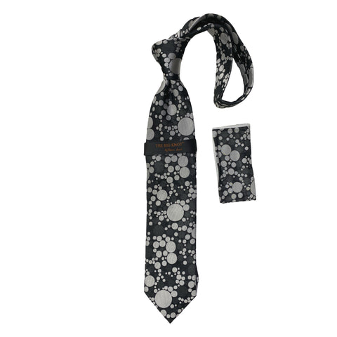 BW301 Black Steven Land Silk Tie and Hanky