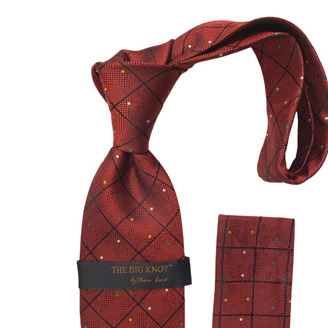 BW302 Red Steven Land Big Knot Silk Tie and Hanky