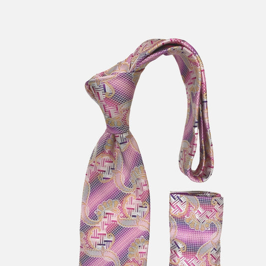 BW203 Pink silk tie and hanky set