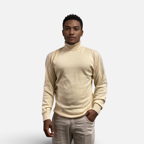 Men’s Stone Lightweight Turtleneck Sweater - Cotton Blend