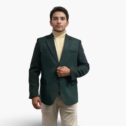 Men’s Hunter Green Chenille Blazer - Classic Elegance in a Luxurious Blend