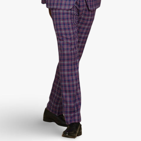 Final Sale | Men’s Purple Houndstooth Flat Front Pants by Inserch - Style P266