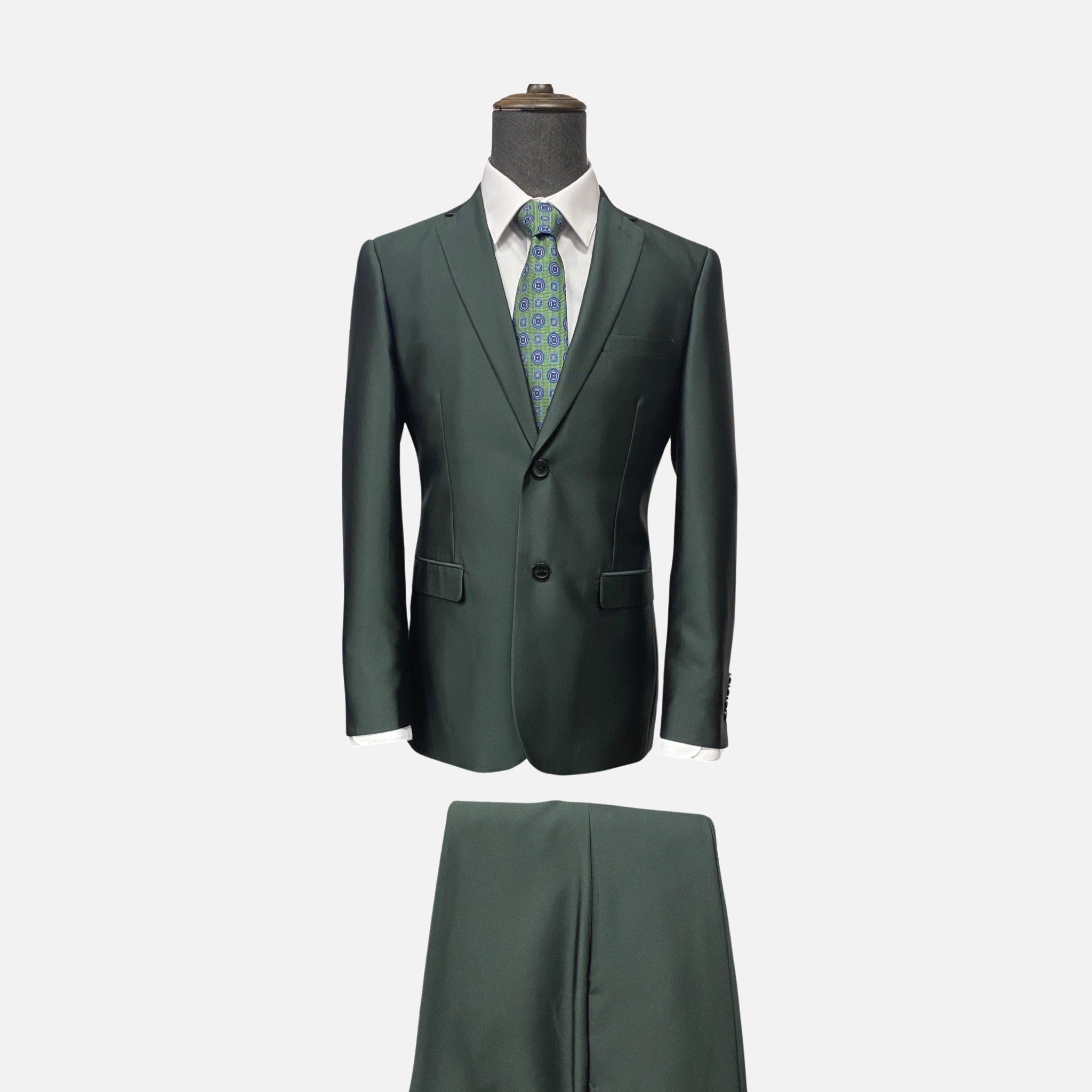 Mens slim fit suit green two button 