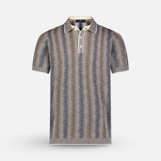 Luchiano Visconti Short Sleeve Polo Collar Summer Knit Ecru
