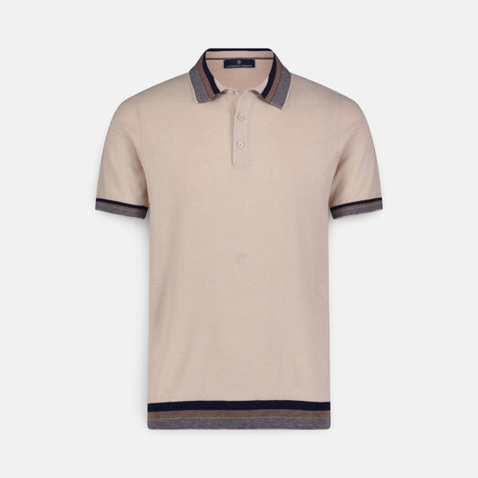 Luchiano Visconti Short Sleeve Polo Collar Summer Knit Beige | Modern Fit