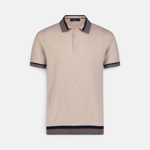Luchiano Visconti Short Sleeve Polo Collar Summer Knit Beige | Modern Fit