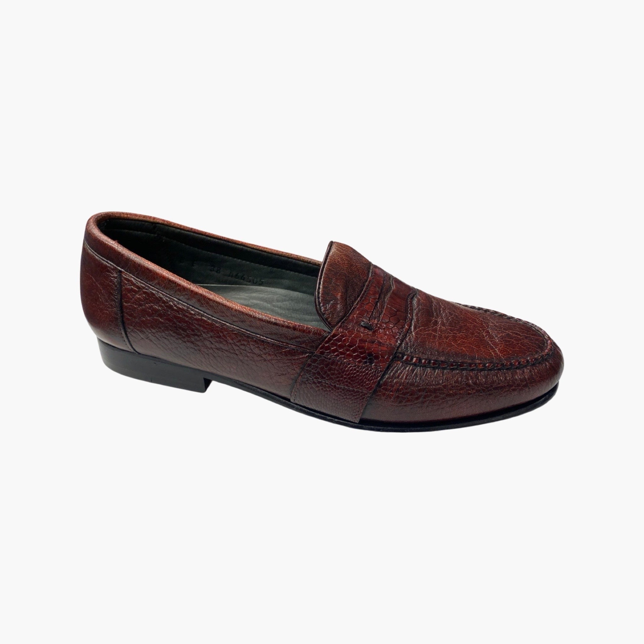 Wine deerskin and ostrich loafer