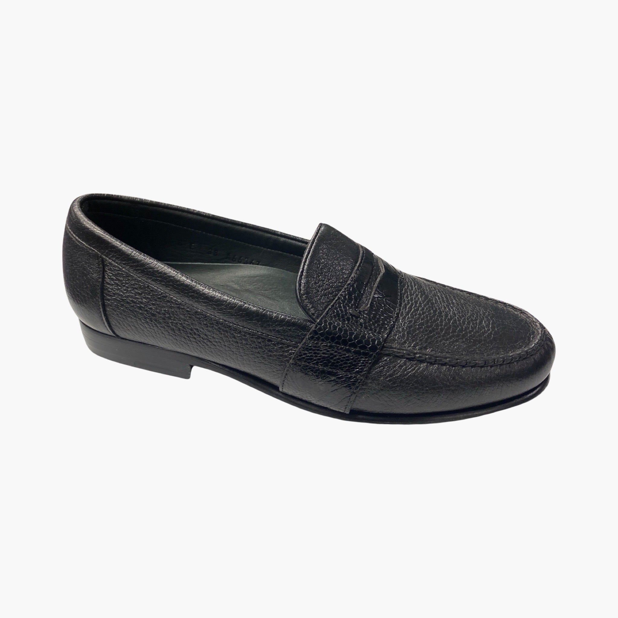 Black deerskin and ostrich leg loafer | Last Pair | Clearance