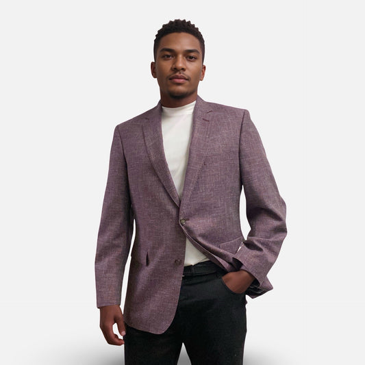 Lucca Marlane Italian Fabric Classic Fit Plum Blazer – Wool Cotton Linen Blend