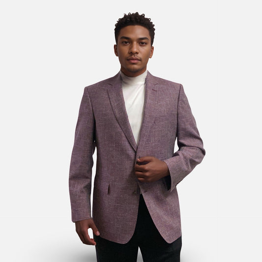 Lucca Marlane Italian Fabric Classic Fit Plum Blazer – Wool Cotton Linen Blend