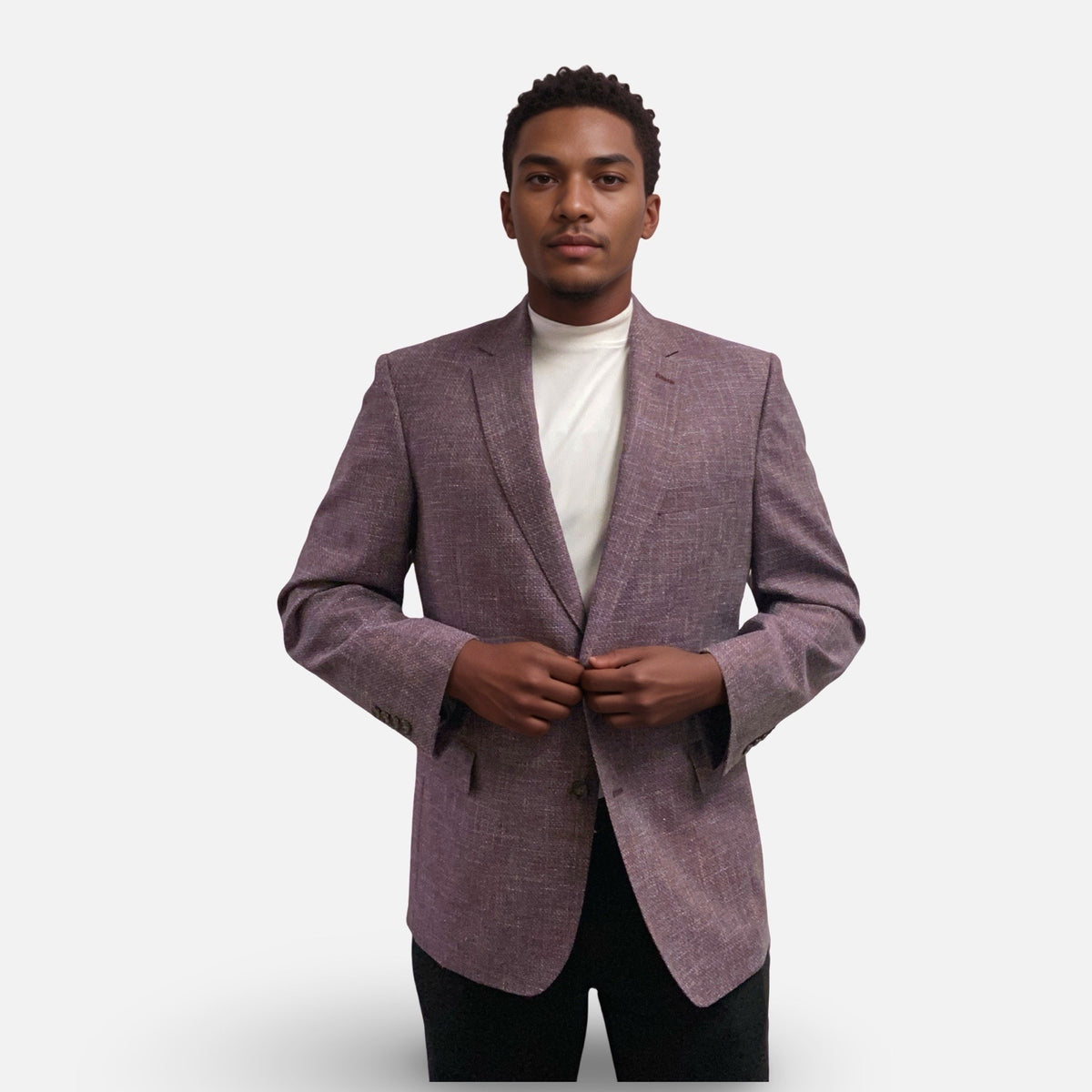 Lucca Marlane Italian Fabric Classic Fit Plum Blazer – Wool Cotton Linen Blend