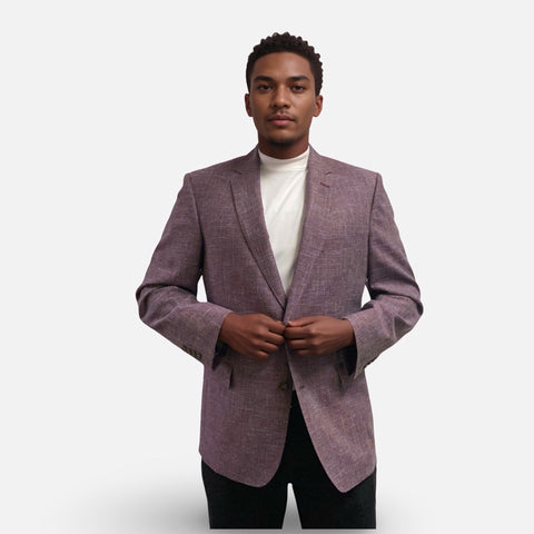 Lucca Marlane Italian Fabric Classic Fit Plum Blazer – Wool Cotton Linen Blend