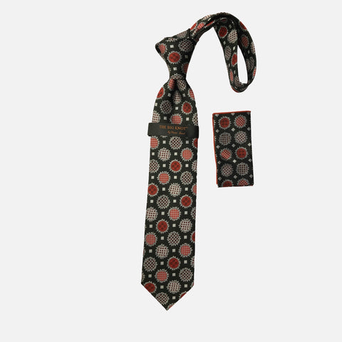Steven Land Silk Big Knot Tie and Hanky | BW324 - Black