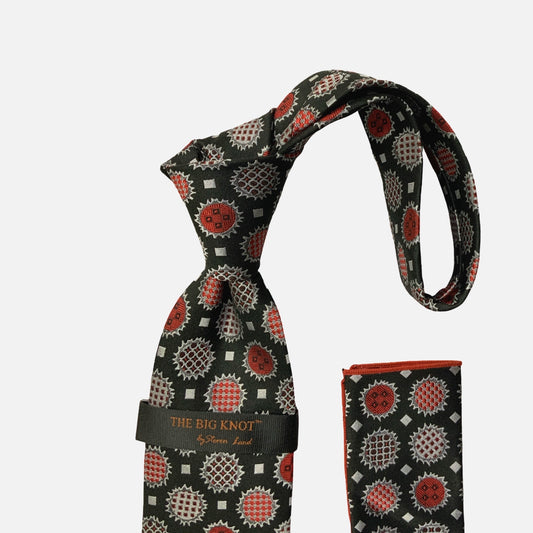 Steven Land Silk Big Knot Tie and Hanky | BW324 - Black