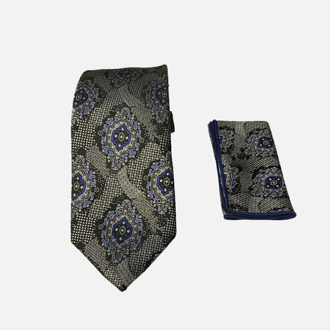 Steven Land Silk Big Knot Tie and Hanky | BW321 - Black