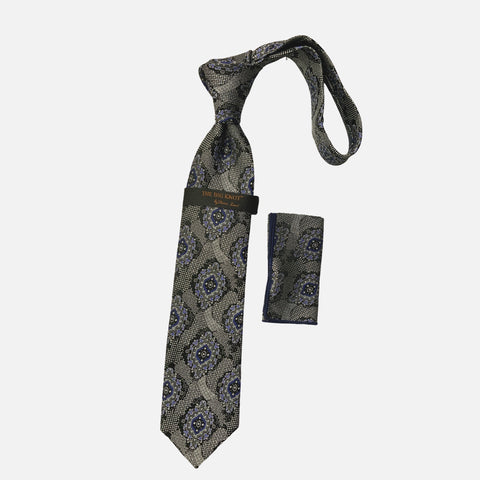 Steven Land Silk Big Knot Tie and Hanky | BW321 - Black