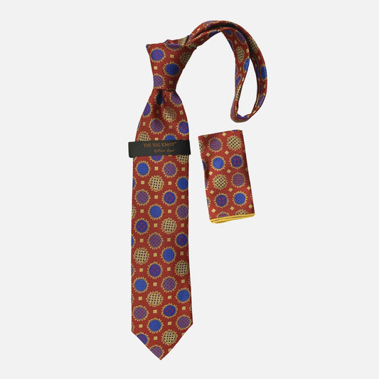 Steven Land Silk Big Knot Tie and Hanky | BW324 - Red