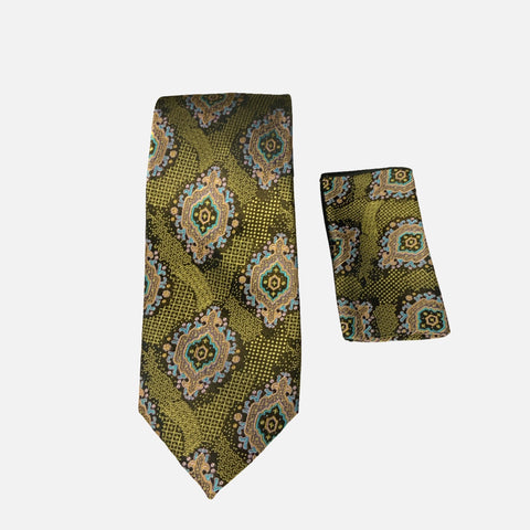 Steven Land Silk Big Knot Tie and Hanky | BW321 - BK/Gold