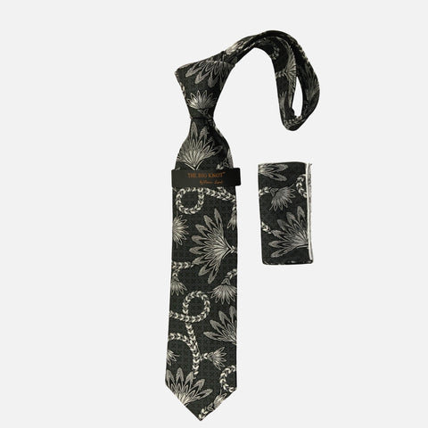Steven Land Silk Big Knot Tie and Hanky | BW320 - Black