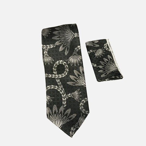 Steven Land Silk Big Knot Tie and Hanky | BW320 - Black