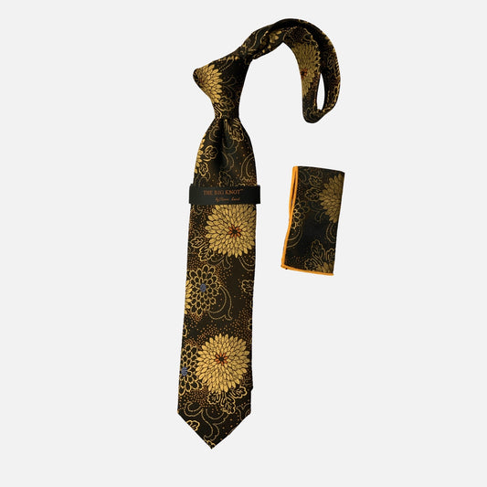 Steven Land Silk Big Knot Tie and Hanky | BW329 - Brown
