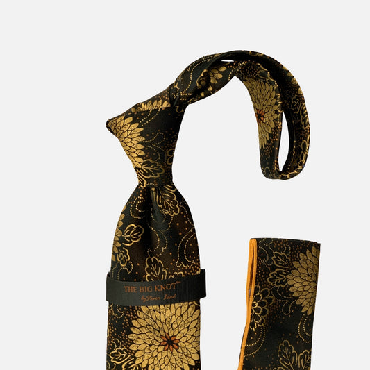 Steven Land Silk Big Knot Tie and Hanky | BW329 - Brown