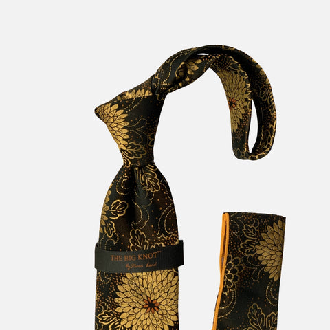 Steven Land Silk Big Knot Tie and Hanky | BW329 - Brown