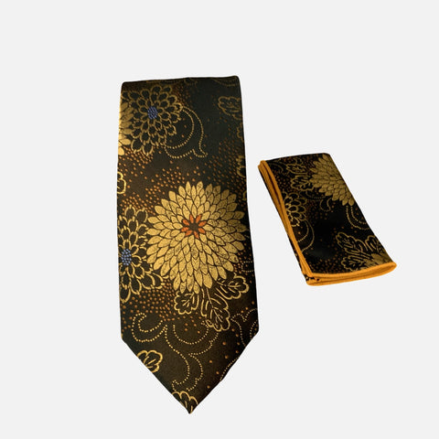 Steven Land Silk Big Knot Tie and Hanky | BW329 - Brown