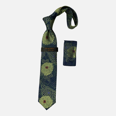 Steven Land Silk Big Knot Tie and Hanky | BW329 - Green