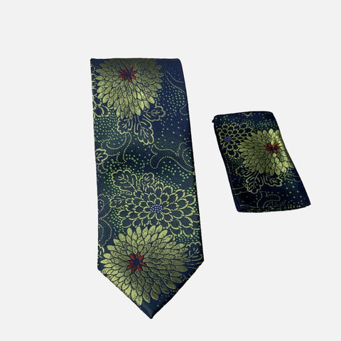 Steven Land Silk Big Knot Tie and Hanky | BW329 - Green