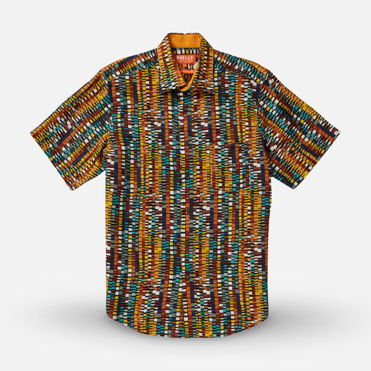 Inserch Geometric Mosaic Short Sleeve Shirt – Vibrant Multicolor